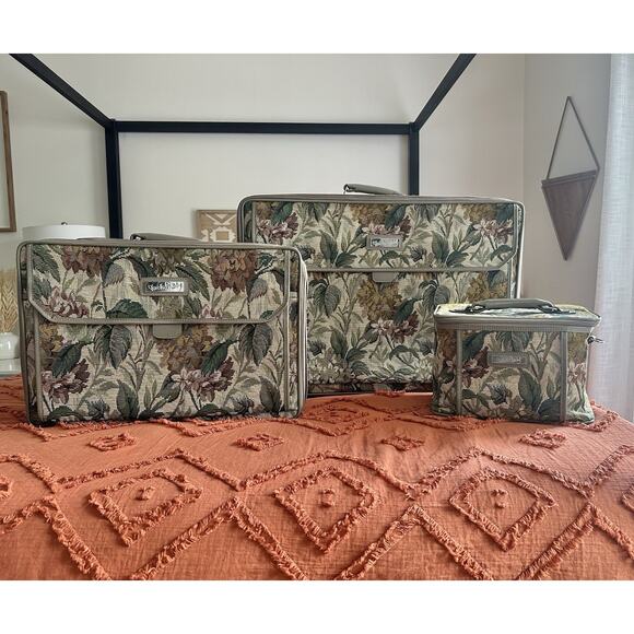 Vintage Diane Von Furstenberg 3 Piece Tapestry Luggage Set - Picture 1 of 16